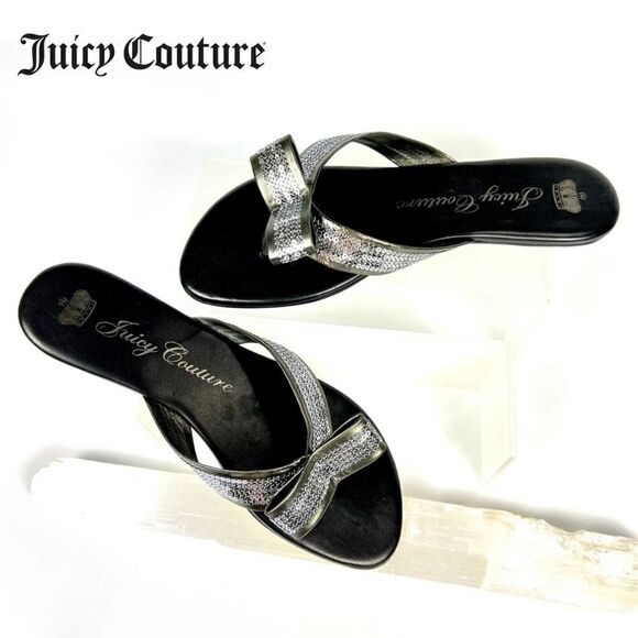 JUICY COUTURE Size 8.5 Flat Thong w Bow Gold Bottom - Picture 5 of 8